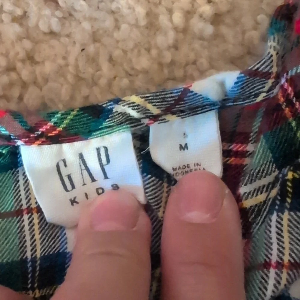 Gap Kids Plaid Christmas Fall Colors Short Sleeve Dress Size Medium